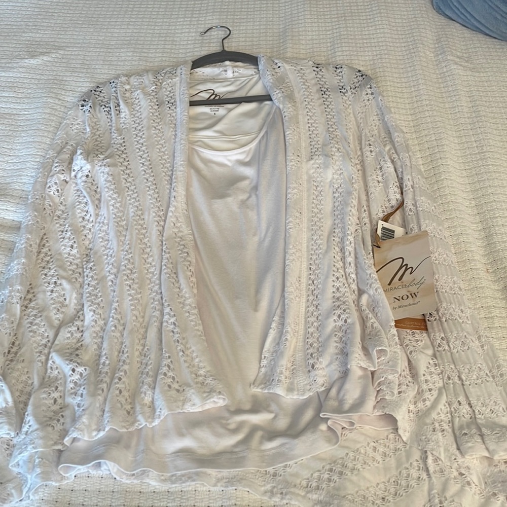 NWT Miracle Suit Double tank with lightweight buttonless sweater. New with Tags!